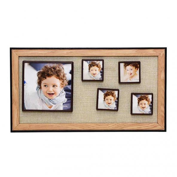 18x32 cm 5li Ahşap Kendinyap Fotoğraflı Magnet Duvar Çerçevesi