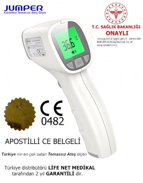 Temassız Ateş Ölçer Kızıl Ötesi ve Alından Termometre Jumper - 2