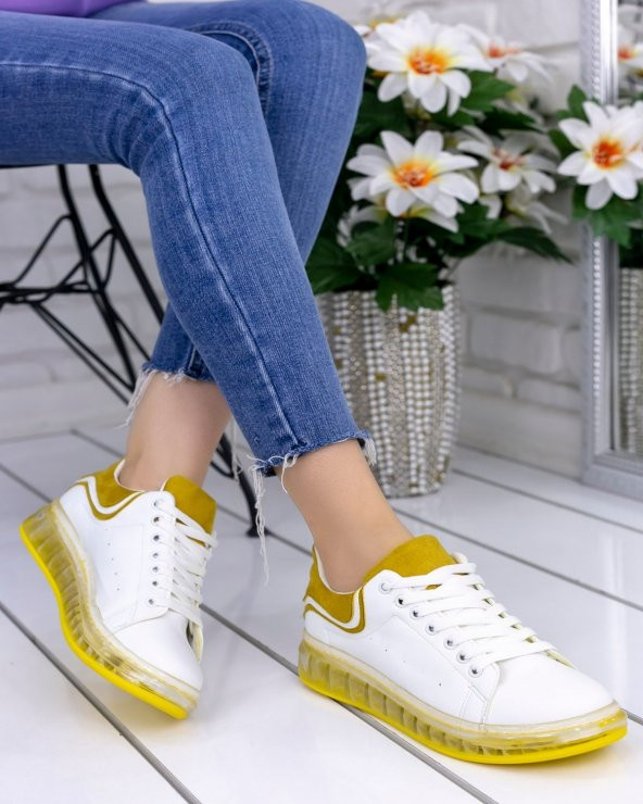Lumi Beyaz Cilt Sarı Tabanlı Spor Ayakkabı