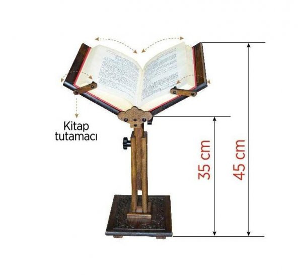 Yükseklik Ayarlı Portatif Ahşap Yer Rahlesi-Motifli - 9