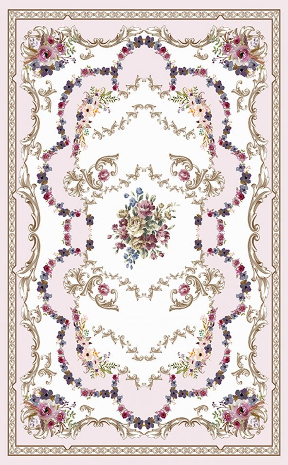 Diijital Baskı Kaymaz Taban Halı Mvh 287  RENKLİ 160X230 - 2