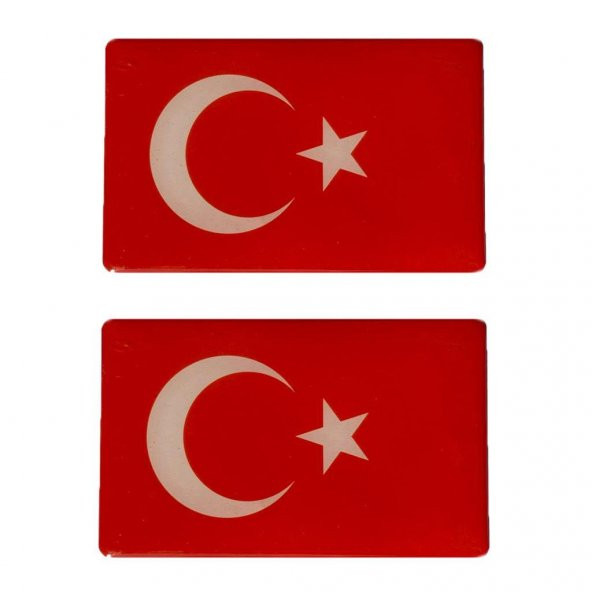 Türk Bayrağı Damla Etiket Sticker Yapıştırma (2li) 8cm x 5cm