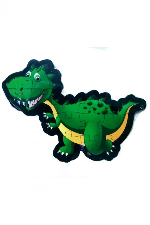 Yeşil Dinazor Şekilli Ahşap Puzzle Yapboz