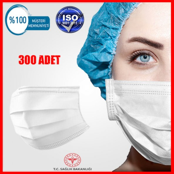 ULTRASONİK CERRAHİ MASKE 3 KATLI TELLİ 300 ADET