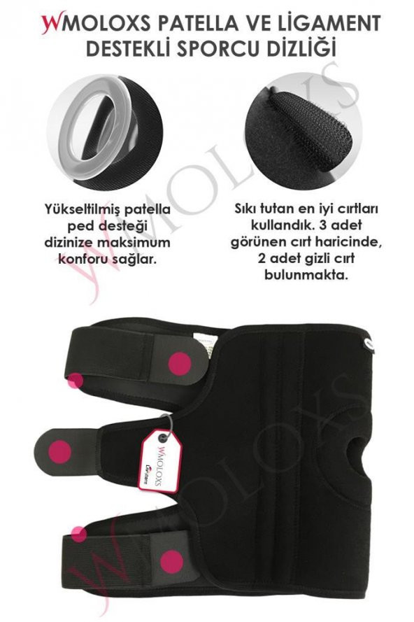 Wmoloxs 2 Adet Spor Dizliği Patella ve Ligament Destekli Dizlik Yanlar Balenli Diz Koruyucu (1 Çift) - 4