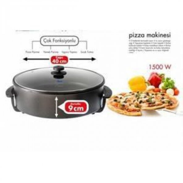 Granit iç yuzey BüyükBoy elektrikli pizza tenceresi 1500W Cam Kapaklı termostatlı Elektrikli Tencere - 2