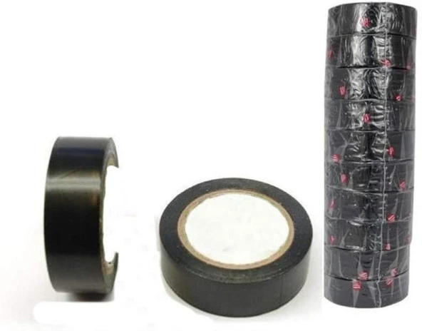 10 Adet - Elektrik Bandı Siyah - izole PVC Elektrik Bandı Bant
