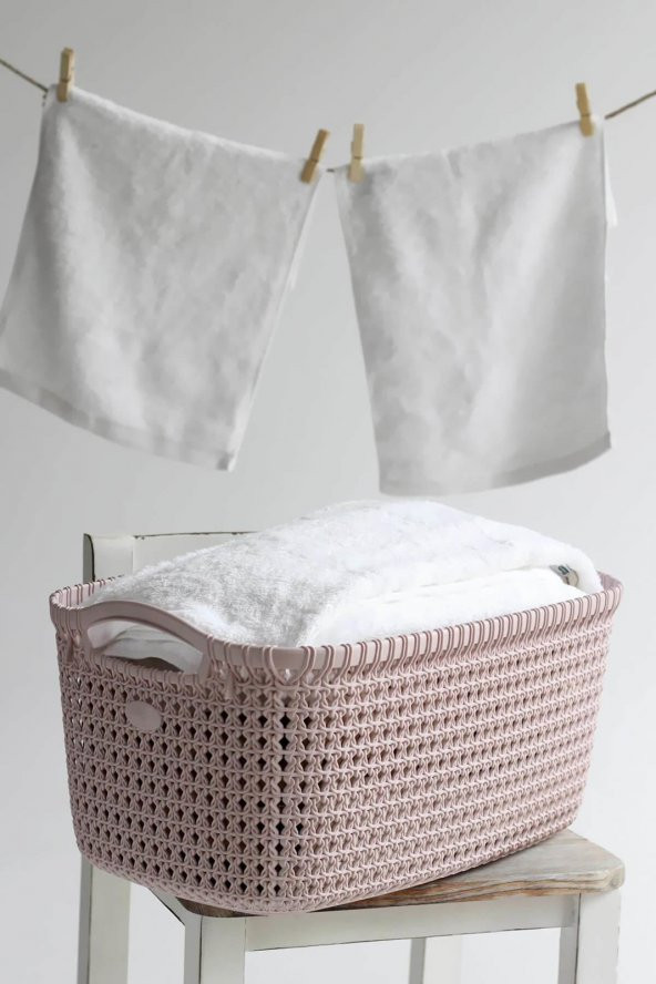 30 lt Çamaşır Sepeti ve 4,5 lt Deterjanlık Pembe Set - 2