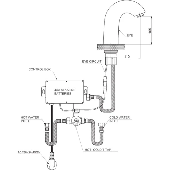 GPD Fotoselli Çift Su Girişli Lavabo Bataryası Altın Gold FLB10-A - 2