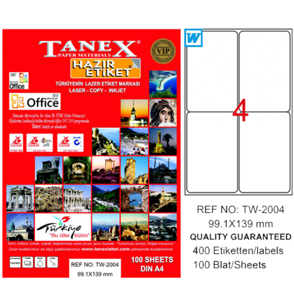 Tanex Lazer Etiket 100 YP 99.1x139 Laser-Copy-Inkjet TW-2004 ürün görseli 1