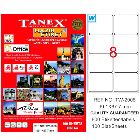 Tanex Lazer Etiket 100 YP 99.1x67.7 Laser-Copy-Inkjet TW-2008 ürün görseli 1