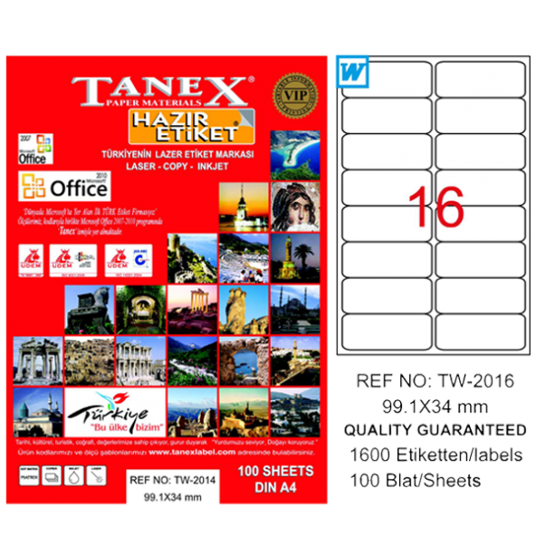 Tanex Lazer Etiket 100 YP 99.1x34 Laser-Copy-Inkjet TW-2016