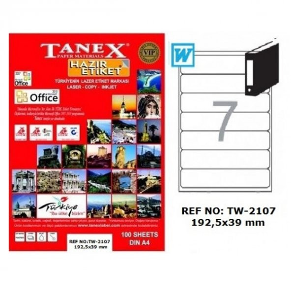 Tanex Lazer Etiket 100 YP 192.5x39 Laser-Copy-Inkjet TW-2107 ürün görseli