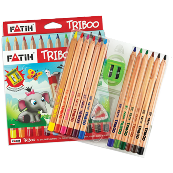 Fatih Kuru Boya Natural Üçgen Jumbo Triboo Tam Boy 12 Renk 33426