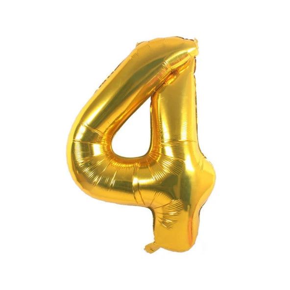 4 Rakam Altın Folyo Balon 40 cm