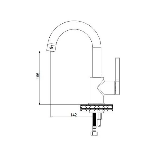Gpd Gildo MTL165-S-R Tek Gövde Lavabo Bataryası Siyah - 2