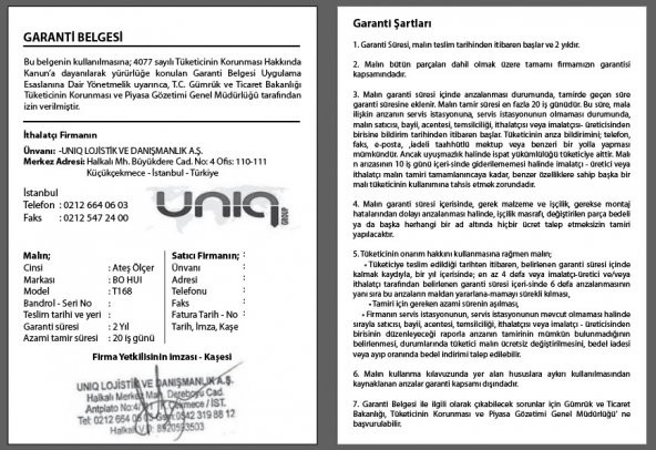 Bo Hui Infrared Dijital Temassız Ateş Ölçer Termometre - 6