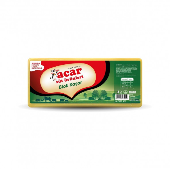 M&A Acar Süt Blok Kaşar 1 Kg.
