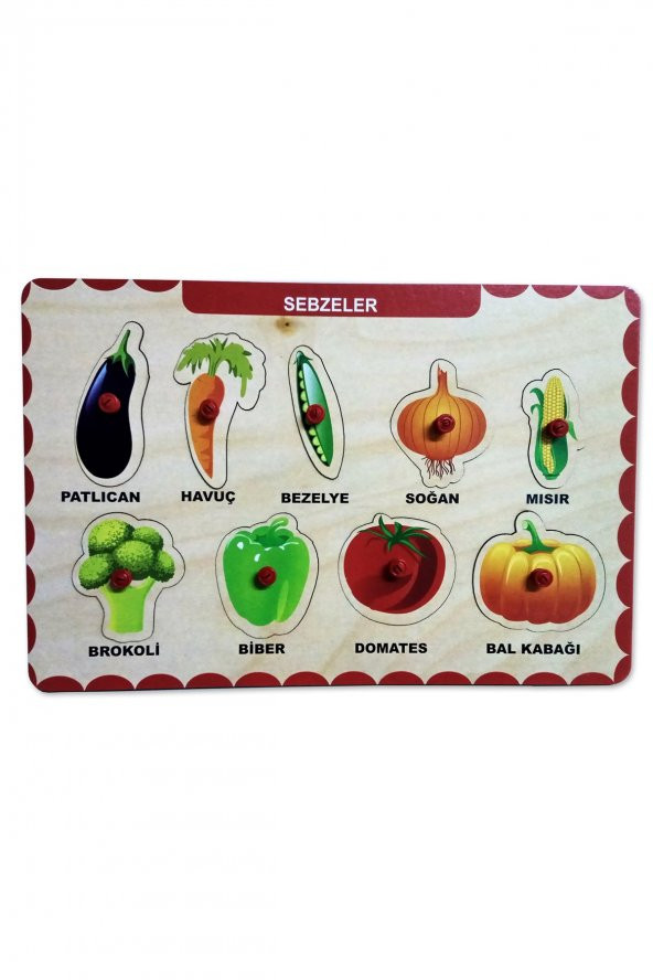 Ahşap Tutmalı Bul Tak Yapboz Sebzeler - 2