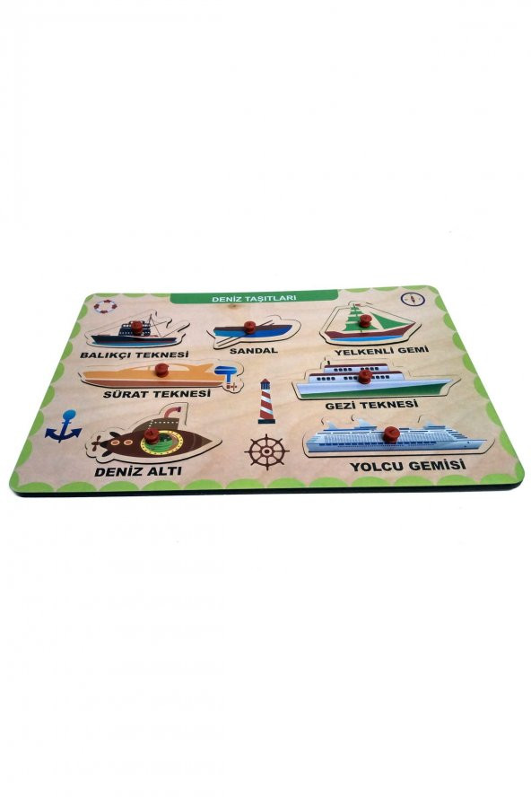 Ahşap Tutmalı Bul Tak Yapboz Deniz Taşıtları - 2