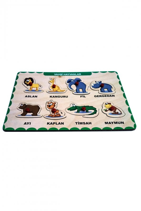 Ahşap Tutmalı Bul Tak Yapboz Vahşi Hayvanlar - 2