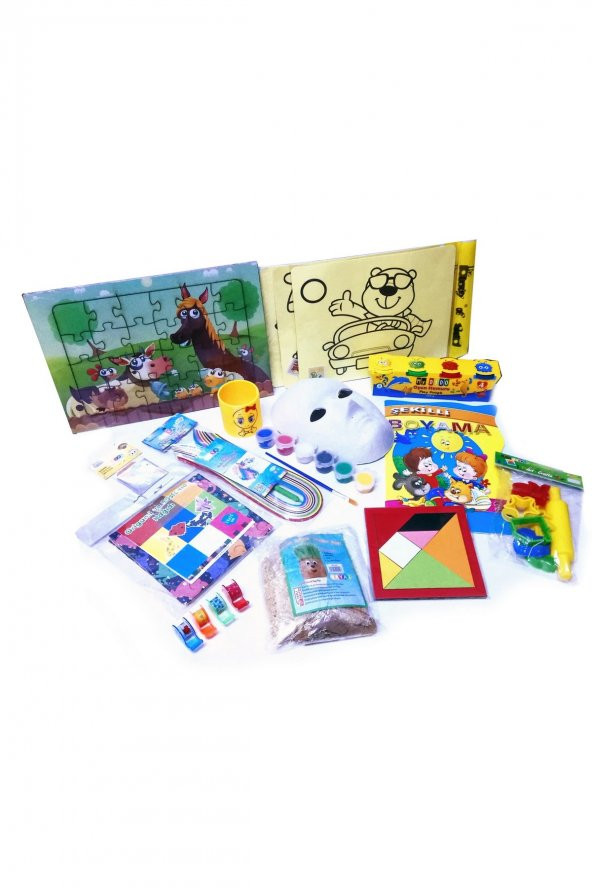 Evde Kal Çocuk Aktivite Paketi No 1 Puzzle - Kum Boyama - Origami - 3