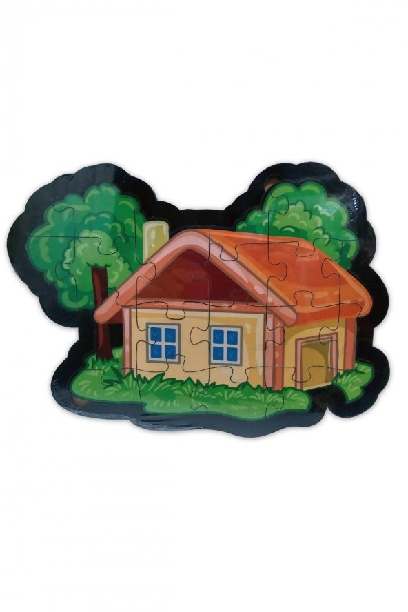 20 Parçalı Ev Şeklinde Ahşap Yapboz Puzzle