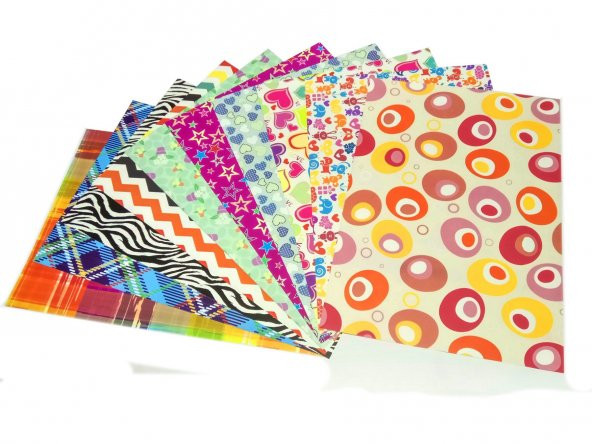 Desenli Fon Kartonu 50 cm x 70 cm - Karışık 10 Farklı Desenli - S