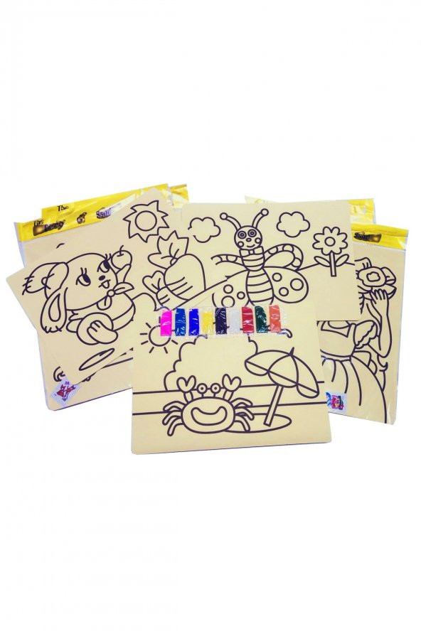 5 Adet Büyük Boy (A4) Kum Boyama Seti