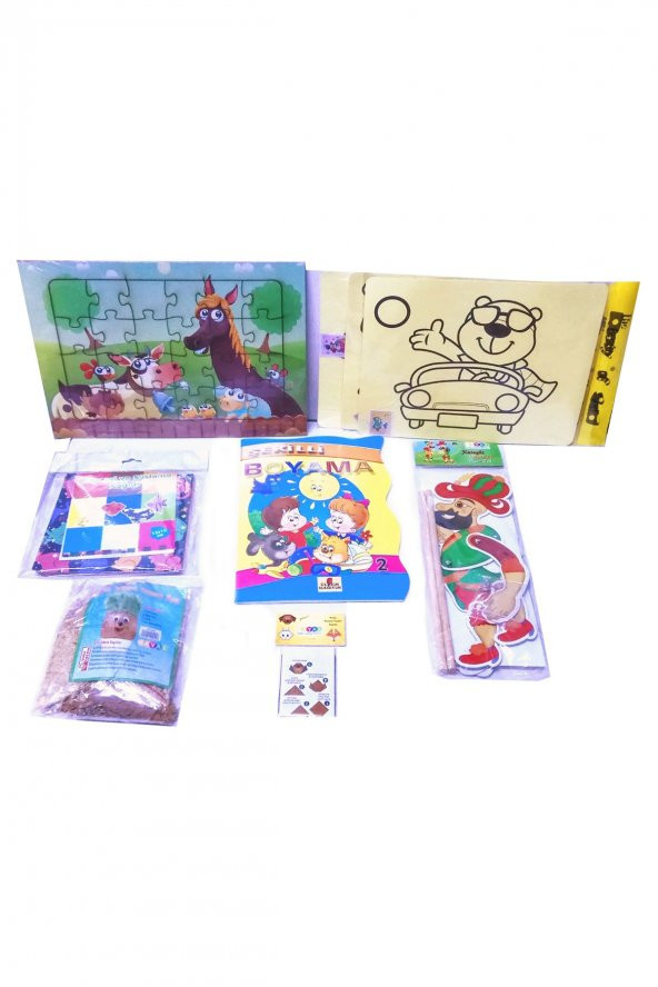 Evde Kal Çocuk Aktivite Paketi No 3  Puzzle - Origami, Kum Boyama