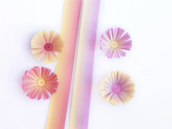 Hayal Pembe-Sarı / Turuncu-Sarı Renk Geçişli Quilling Kağıdı - 2