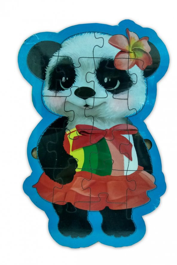 21 Parçalı Panda Şeklinde Ahşap Yapboz Puzzle