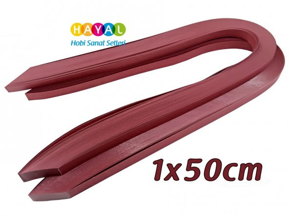 Quilling Kağıdı - Koyu Kırmızı Renk 1x50 cm 50li