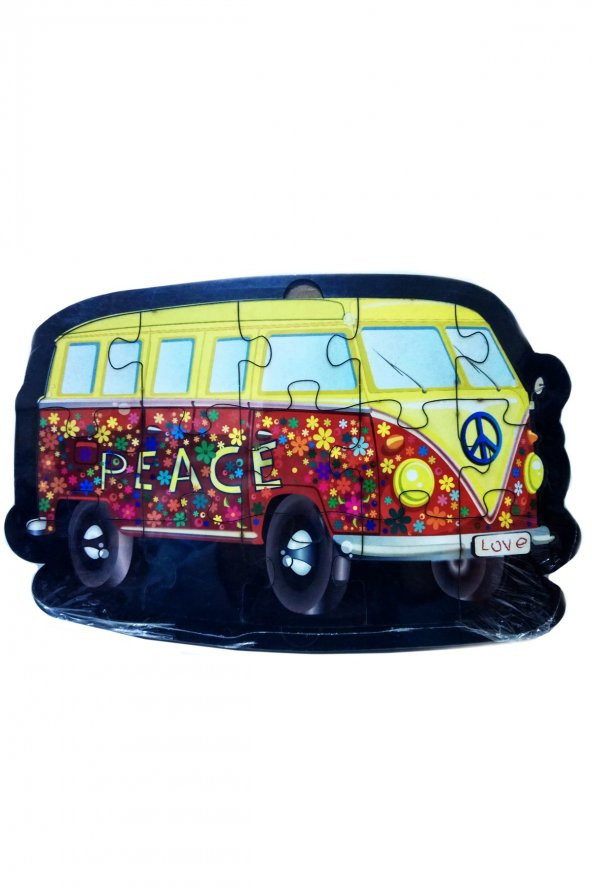Minibüs Şekilli Ahşap Puzzle Yapboz Yeni Ürün