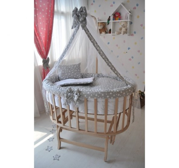 Bebekonfor Gri Yıldızlı Uyku Seti Ile Amedan Gold Sepet Beşik - 2