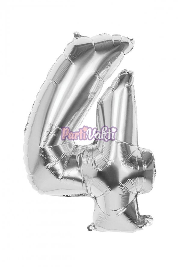 4 Rakam Gümüş Folyo Balon 40 cm - 2