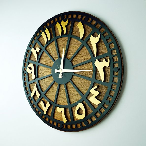 KAYRA DUVAR SAATİ MASİF RUSTİK ARAPÇA GOLD 50cm - 3