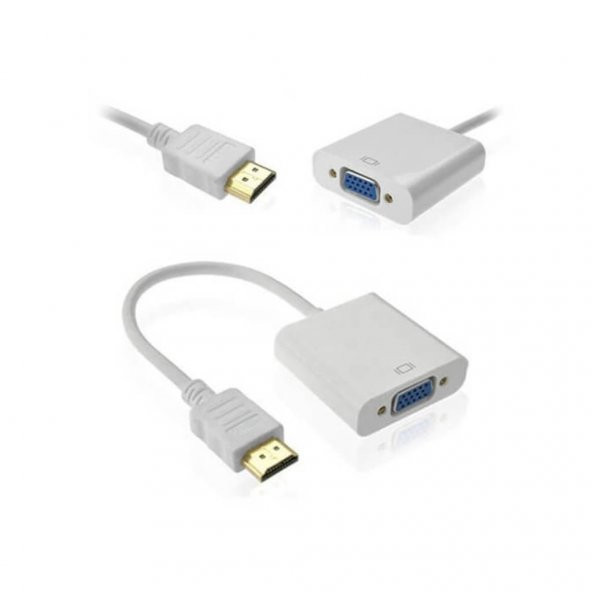 Hdmi To Vga Kablo Çevirici Dönüştürücü Görüntü Altın Uçlu-Full Hd - 6