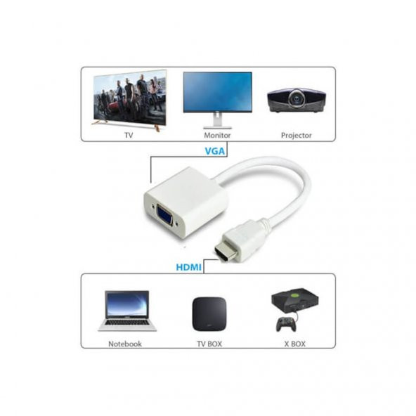 Hdmi To Vga Kablo Çevirici Dönüştürücü Görüntü Altın Uçlu-Full Hd - 9