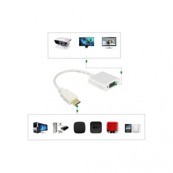 Hdmi To Vga Kablo Çevirici Dönüştürücü Görüntü Altın Uçlu-Full Hd - 11