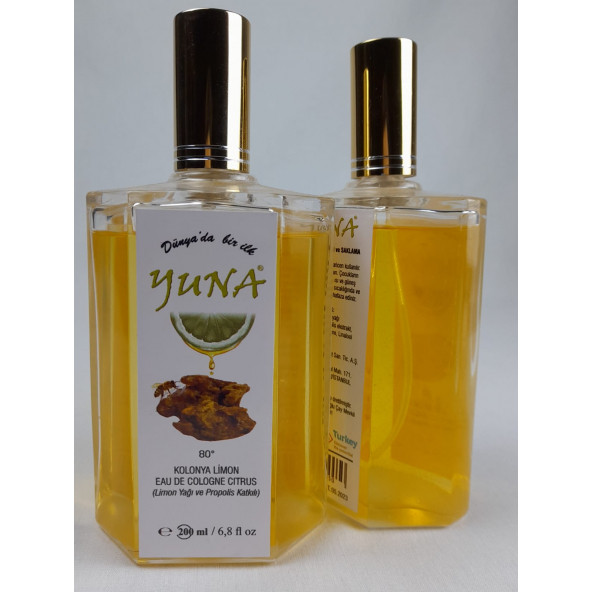 Yuna Propolis&Limon Yağı Kolonya 80 Derece Cam Şişe Sprey Kapak 200cc PL200ML - 2