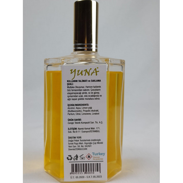 Yuna Propolis&Limon Yağı Kolonya 80 Derece Cam Şişe Sprey Kapak 200cc PL200ML - 6