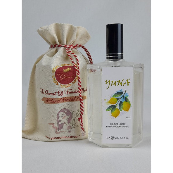 Yuna Limon Yağı Kolonya 80 Derece Cam Şişe Sprey Kapak 200cc LM200ML - 2