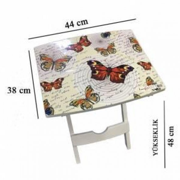 Manzara Desenli Çok Amaçlı Pratik Katlanır Plastik Masa 44x38 cm Katlanır Sehpa Laptop Masası - 2