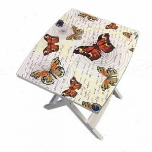 Manzara Desenli Çok Amaçlı Pratik Katlanır Plastik Masa 44x38 cm Katlanır Sehpa Laptop Masası - 4