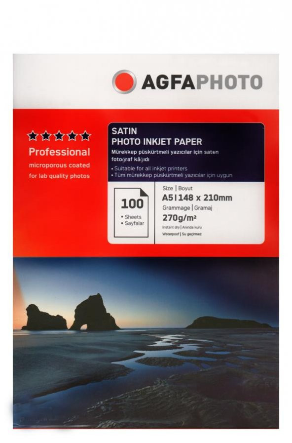 Agfa inkjet 15x21 Fotoğraf Kağıdı - A5 - Mat (Satin) 270Gr.