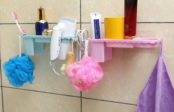 Banyo Organizer Raf ve Fön Makinası Askısı