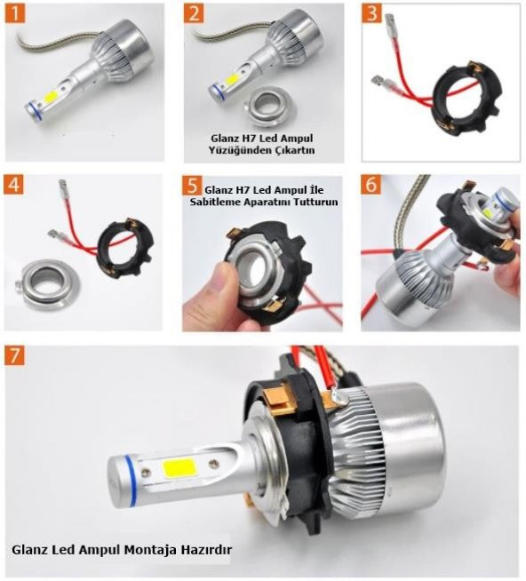 Glanz Jetta Golf Caddy Mk5 H7 Led Xenon Ampul Sabitleme Aparatı - 2