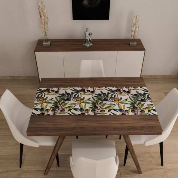 Dijital Baskılı Runner Yıkanabilir ve Silinebilir Kumaş Üzüm Desenli - 2