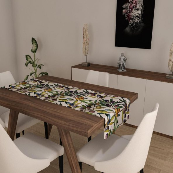 Dijital Baskılı Runner Yıkanabilir ve Silinebilir Kumaş Üzüm Desenli - 3